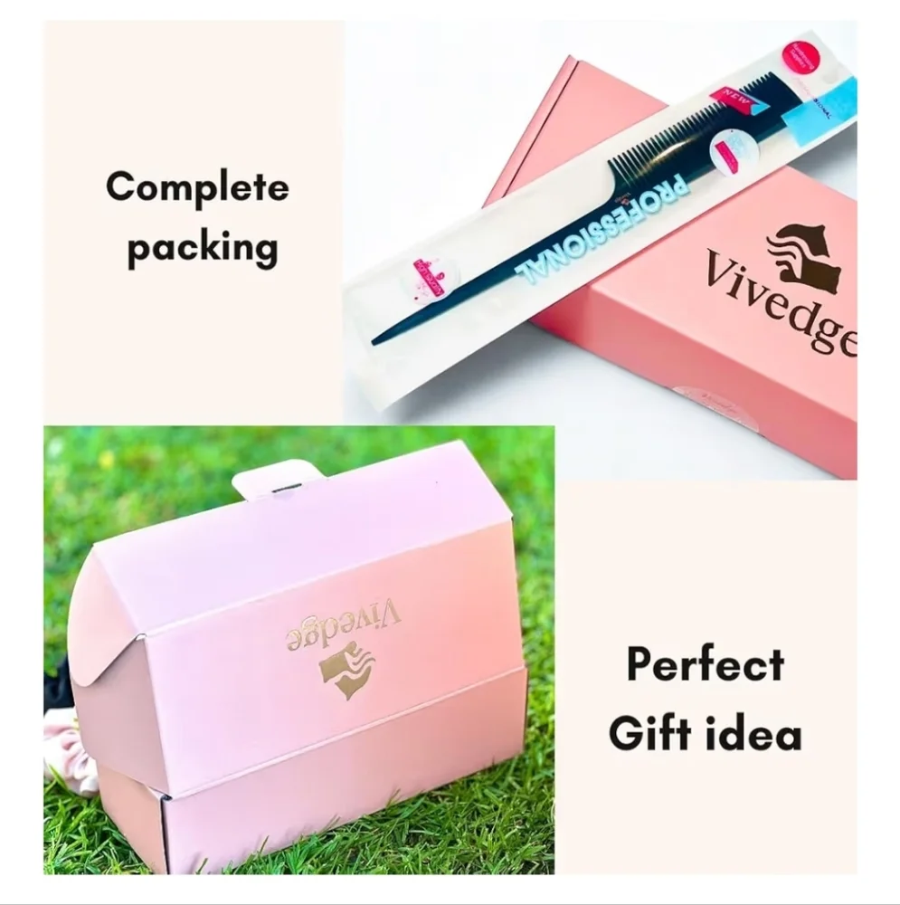 Vivedge Black Comb Set with Pink and Cream Scrunchies - Picture 9 of 12